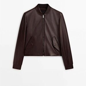 Massimo Dutti Nappa Leather Bomber Jacket